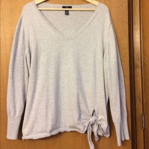 Gap Grey V-neck Knotted Tie Sweater XXL